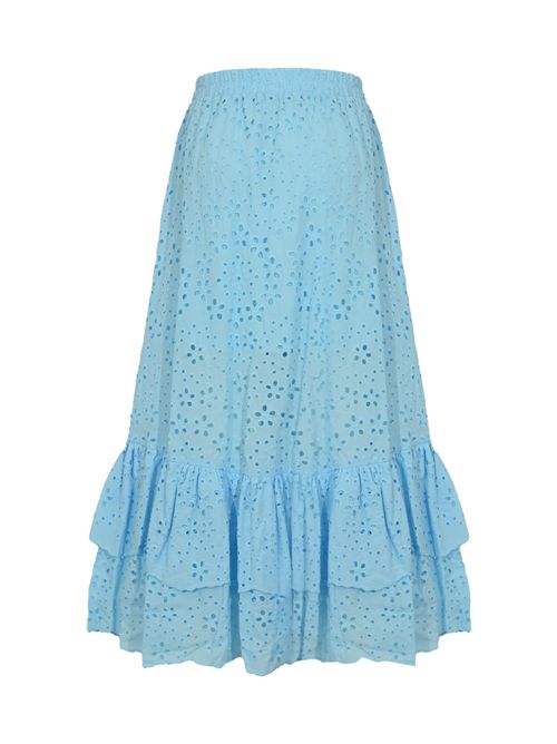 Gonna lunga in pizzo sangallo di cotone Celeste NO SECRETS | 261NS243CELESTE